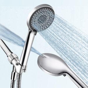 High Pressure 6 Functions Shower Head with handheld，Luxury Modern Chrome Look, Built-in Power Spray to Clean Corner, Tub and Pets, Chrome