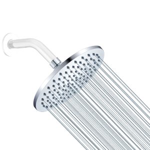 6 Inch Shower Head High Pressure Rain, Luxury Bathroom Showerhead with Chrome Plated Finish, Adjustable Angles, Anti-Clogging Silicone Nozzles