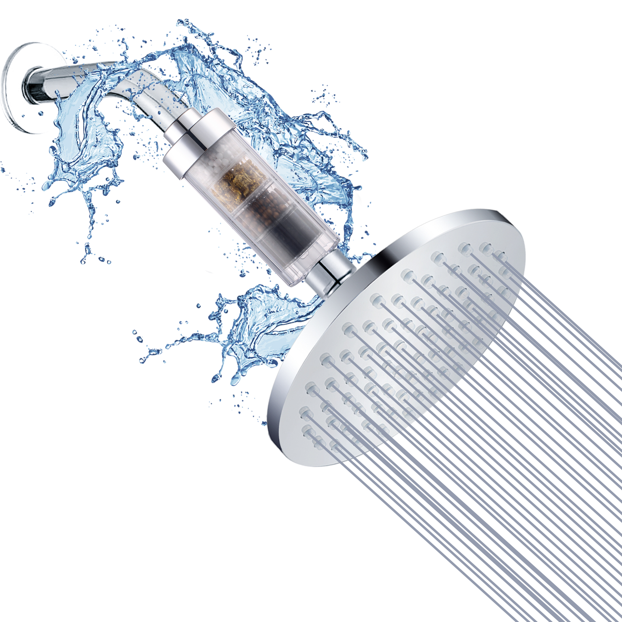 Luxury Filtered Shower Head Set 4 Stage Shower Filter，Reduces Chlorine and Heavy Metals，High Pressure Showerhead Filter