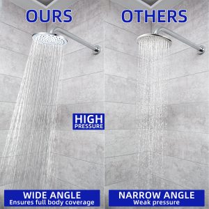 6 Inch Shower Head High Pressure Rain, Luxury Bathroom Showerhead with Chrome Plated Finish, Adjustable Angles, Anti-Clogging Silicone Nozzles