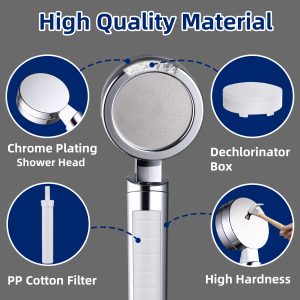 High Pressure Handheld Shower Head Chrome with double Filter