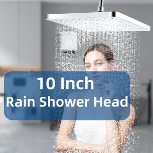 Shower Head High Pressure Rain, Luxury Bathroom Showerhead with Chrome Plated Finish, Adjustable Angles, Anti-Clogging Silicone Nozzles