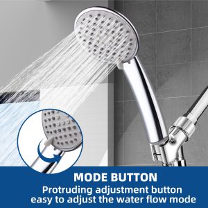 Superior Material 5 Settings Handheld Shower Head , Non-Clogging Nozzles High Pressure Shower Head with Handheld