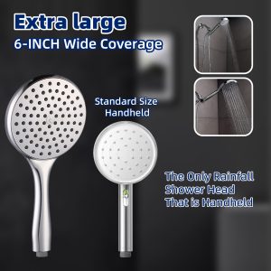 Easy Install 6-inch Handheld Shower Head 1 Function Raining for Shower