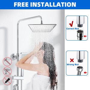 Shower Head Combo,9 Inch High Pressure Rain Shower Head with  Handheld Powerful Shower Spray Against Low Pressure Water