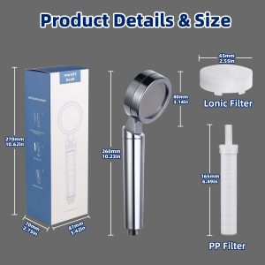 High Pressure Handheld Shower Head Chrome with double Filter - Xinpaez water purification equipment Co., Ltd.