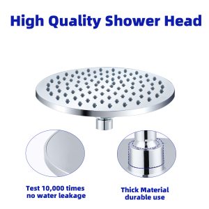 6 Inch Shower Head High Pressure Rain, Luxury Bathroom Showerhead with Chrome Plated Finish, Adjustable Angles, Anti-Clogging Silicone Nozzles