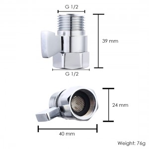 Shower Shut Off Valve, Brass with Handle Lever Water Flow Control Valve Flow Regulator Polished Chrome